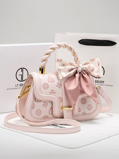 ITGDLEDY genuine leather high-end niche portable girls pink bag 2024 new crossbody bag birthday gift