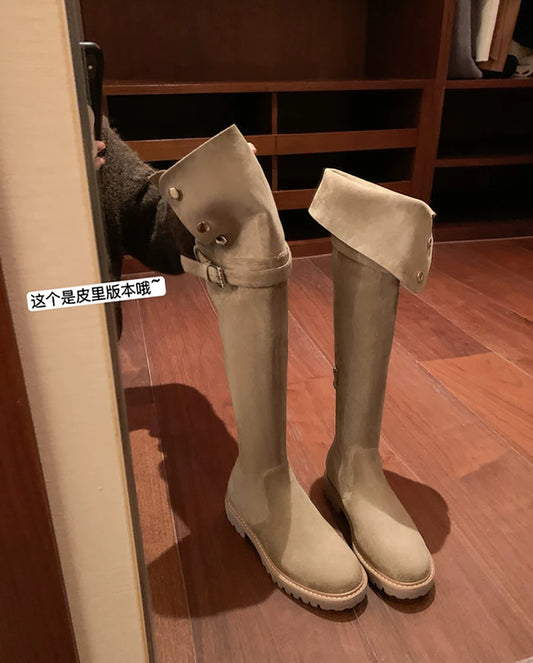 [sheii Su Yinyin] Free gift to increase height ~ two-piece lamb wool thick-heeled high boots over-the-knee boots for women