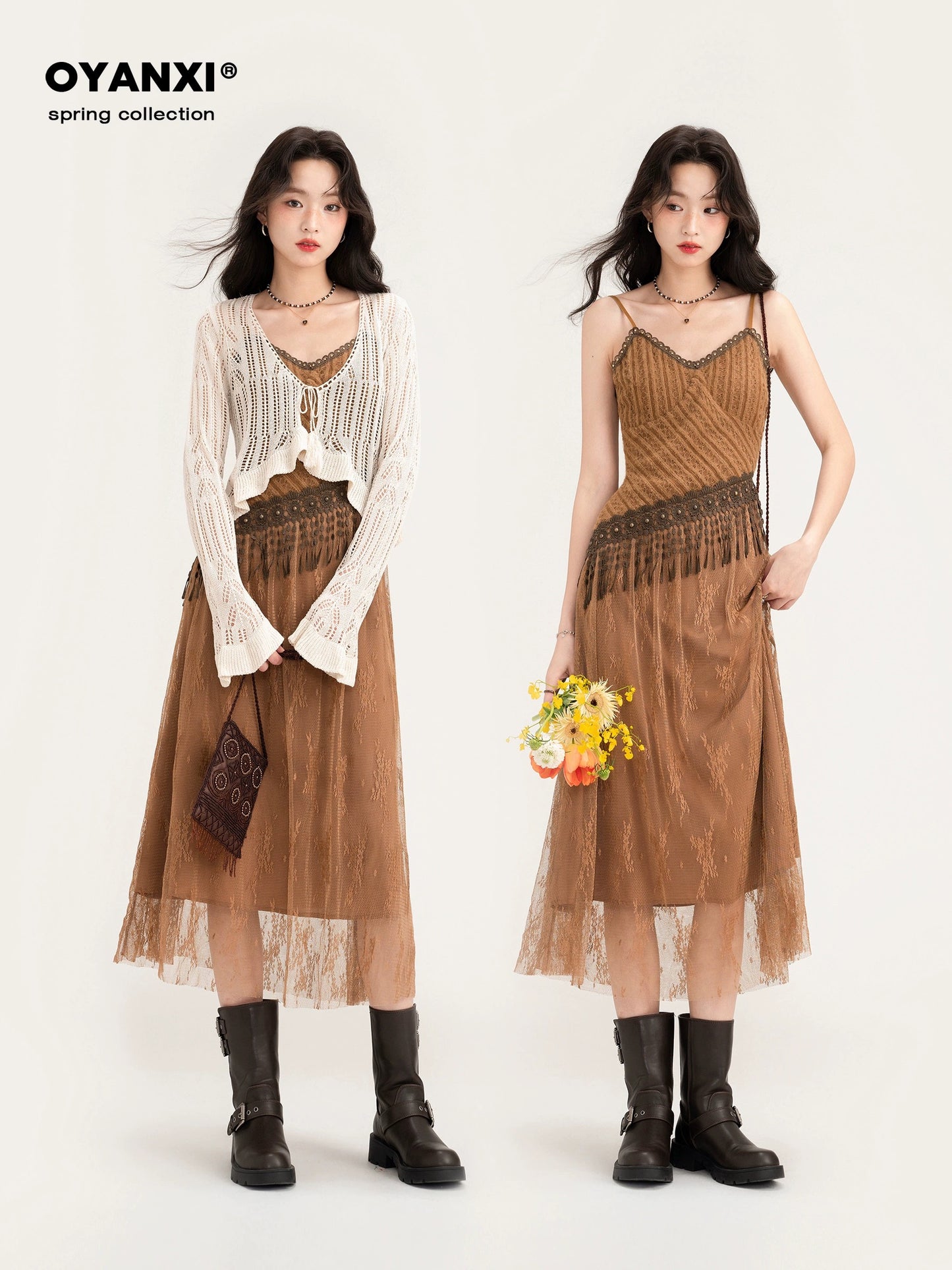 Ouyang Xi's original "Summer Returns" simple niche design long skirt 2024 spring suspender dress suit