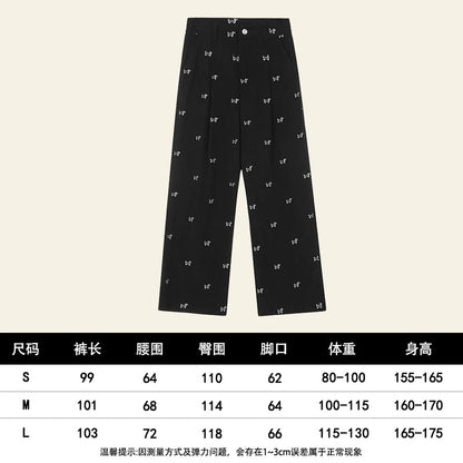 Natural puppy embroidered corduroy casual pants for women in autumn and winter new style loose straight wide leg cute long pants