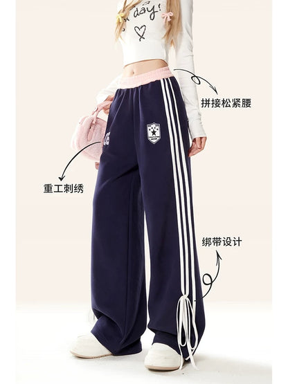 [New model promotion for 99.9 yuan] Natural American printed striped sports sweatpants for women in spring and autumn