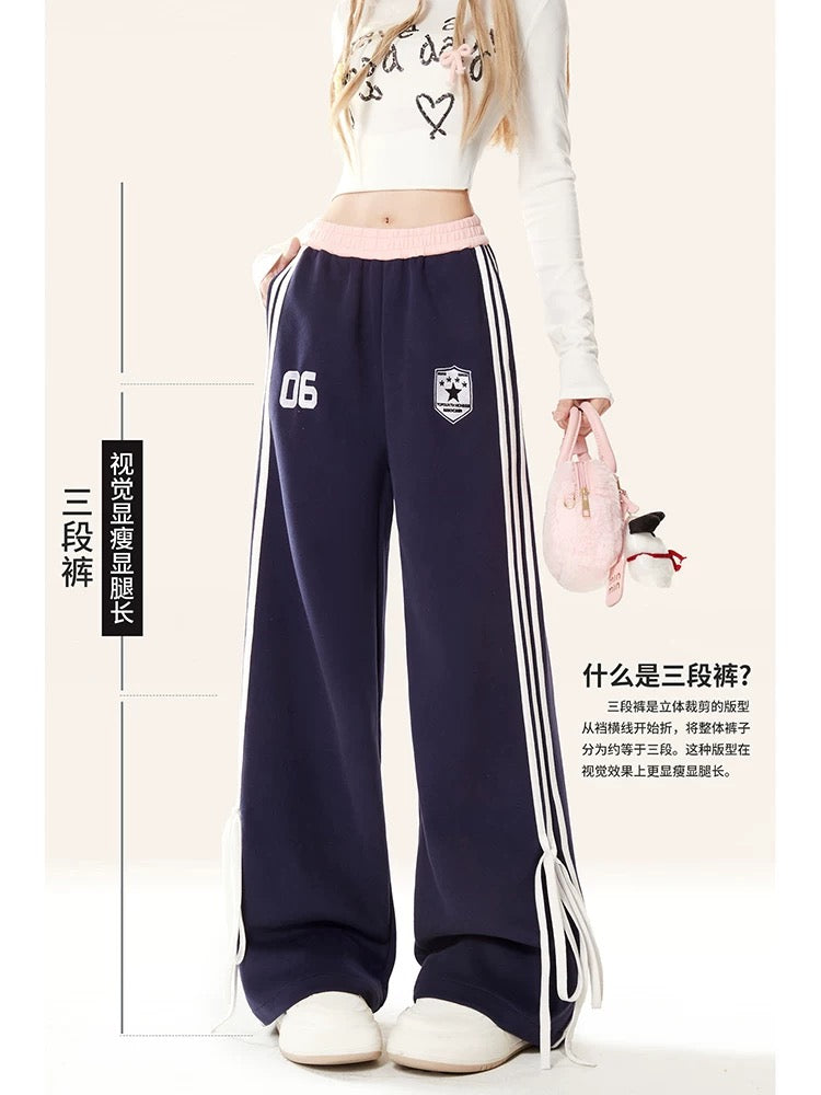 [New model promotion for 99.9 yuan] Natural American printed striped sports sweatpants for women in spring and autumn