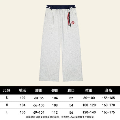 Natural retro American hiphop sports pants for women 2024 new spring and autumn casual loose wide-leg pants