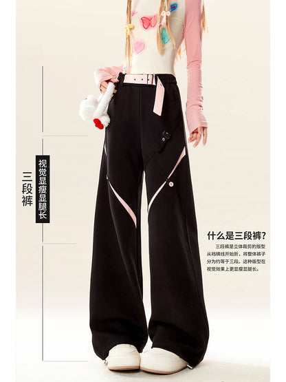 Spring and Autumn Burgundy Overalls Women's Spring and Autumn 2024 New Small High Waist Loose Straight Casual Wide Leg Pants