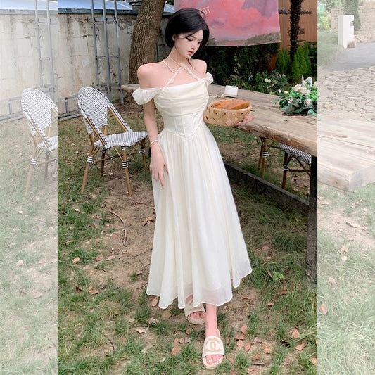 SKIRT "Summer of Bubbles" Pure Desire Halter Dress Super Fairy Temperament Gentle Style Long Skirt for Women