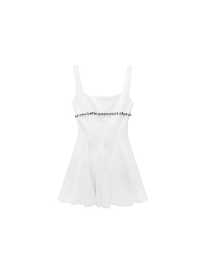 cchenchenchen angel is coming ~ white mesh diamond temperament suspender dress women's new summer design