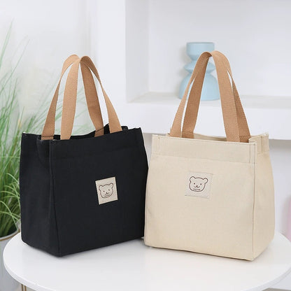 Work lunch box handbag 2024 new bag women's simple hand bag lunch bag mommy small canvas bag