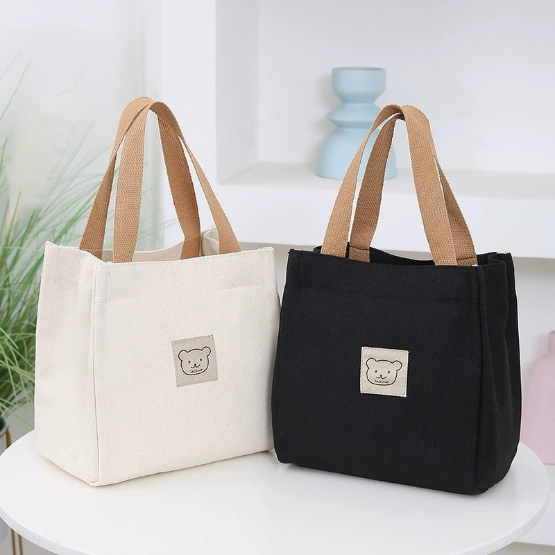 Work lunch box handbag 2024 new bag women's simple hand bag lunch bag mommy small canvas bag