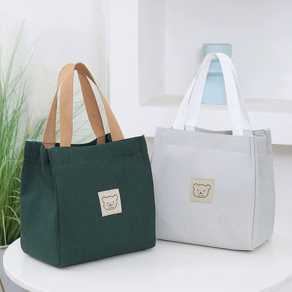 Work lunch box handbag 2024 new bag women's simple hand bag lunch bag mommy small canvas bag