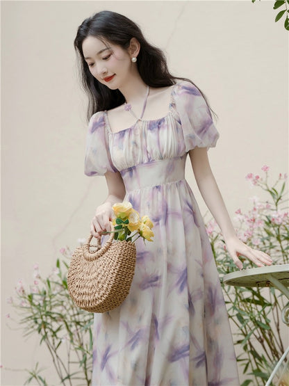 French gentle style niche design dress 2024 new female summer fugitive princess skirt fairy super fairy style