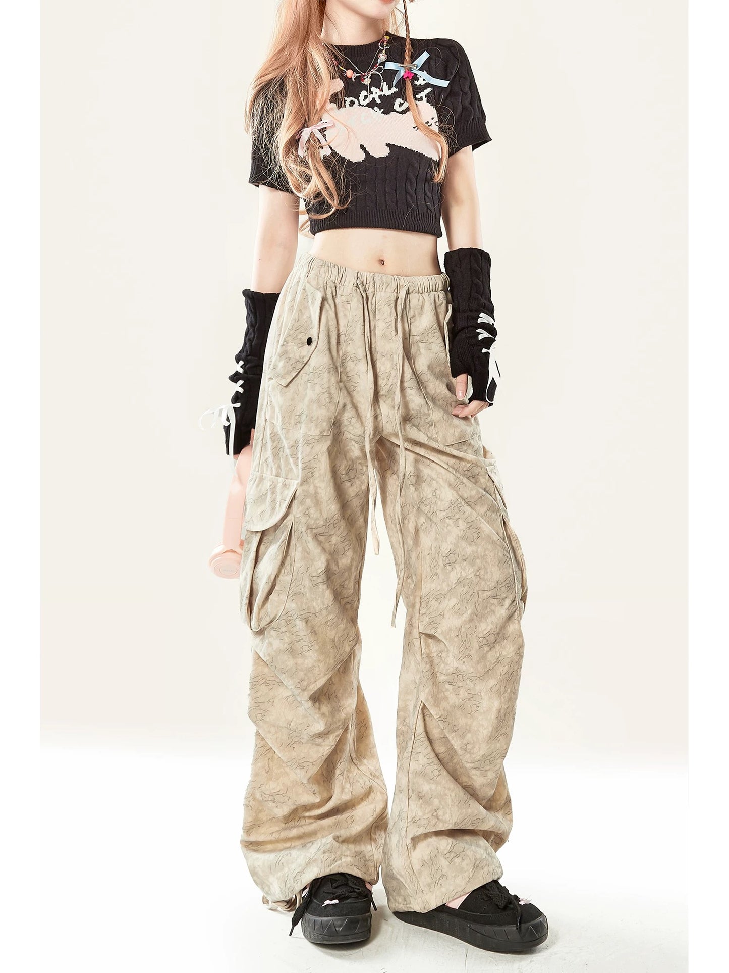 Natural astringent American wasteland style hot girl overalls for women autumn new casual camouflage straight loose wide leg pants