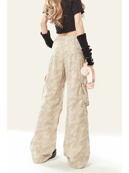 Natural astringent American wasteland style hot girl overalls for women autumn new casual camouflage straight loose wide leg pants