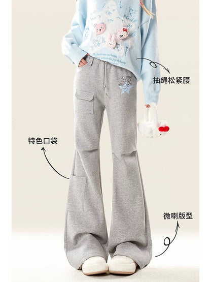 Natural American gray overalls women's autumn and winter small micro-flared casual straight sports pants