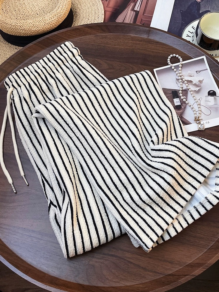 Korean style commuting striped loose wide-leg pants 2024 new design niche fashionable straight-leg pants