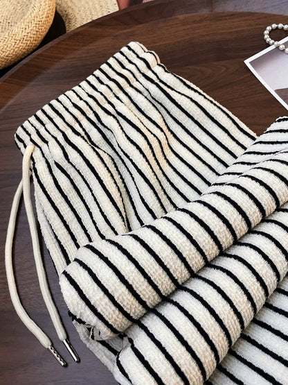 Korean style commuting striped loose wide-leg pants 2024 new design niche fashionable straight-leg pants