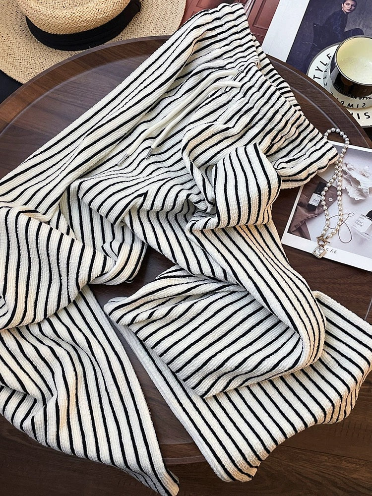 Korean style commuting striped loose wide-leg pants 2024 new design niche fashionable straight-leg pants