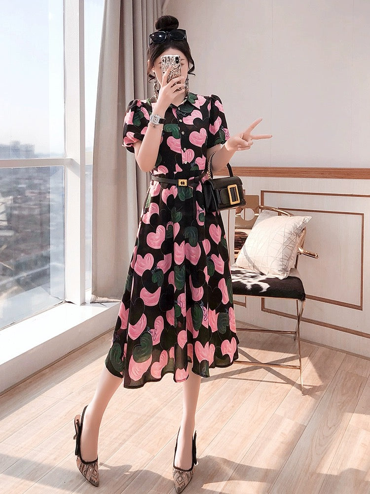 Artistic Skirt Summer Women's 2024 New Spring Clothes Mid-Length Temperament Light Luxury Retro Printed Shirt Dress