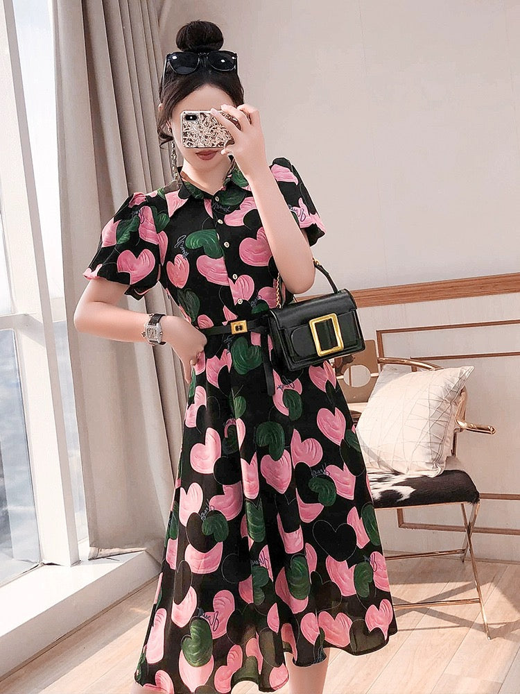 Artistic Skirt Summer Women's 2024 New Spring Clothes Mid-Length Temperament Light Luxury Retro Printed Shirt Dress