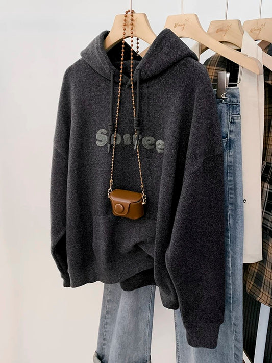 Hooded sweatshirt for women, autumn and winter, winter velvet and thickened 2024 new hot style American and European Jimo top