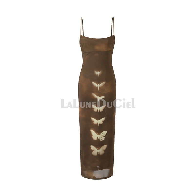 【LaluneDuCiel】LLDC Summer Fashion Sexy Hot Girl Waist Butterfly Suspender Hip Cover Dress