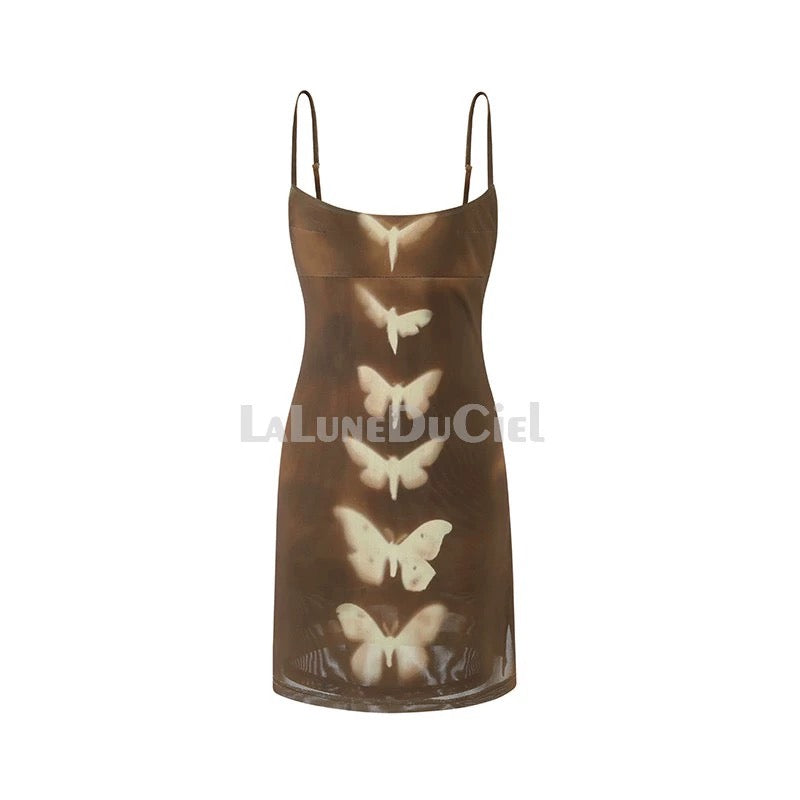 【LaluneDuCiel】LLDC Summer Fashion Sexy Hot Girl Waist Butterfly Suspender Hip Cover Dress