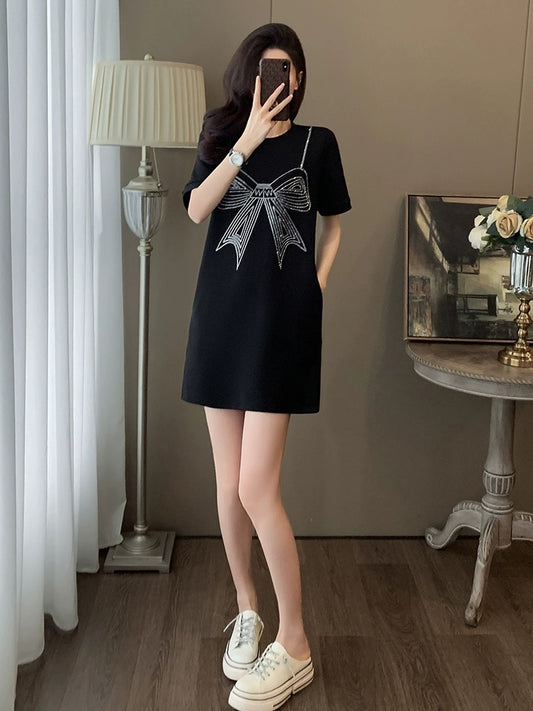 La Chapelle high-end exquisite and beautiful black dress women's summer 2024 new fashionable and slim skirt