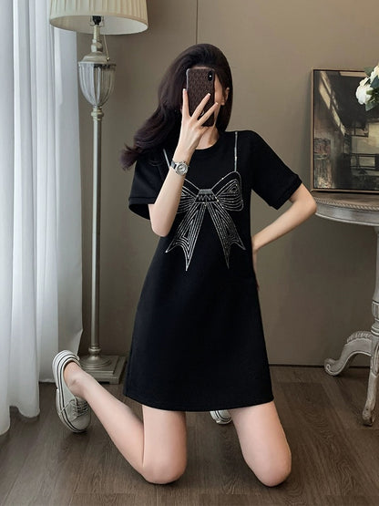 La Chapelle high-end exquisite and beautiful black dress women's summer 2024 new fashionable and slim skirt