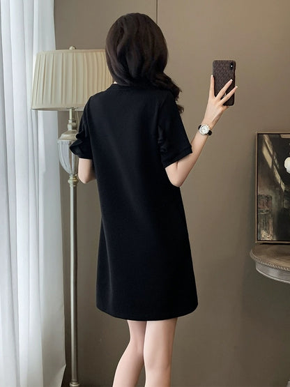 La Chapelle high-end exquisite and beautiful black dress women's summer 2024 new fashionable and slim skirt