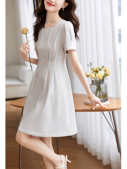 Mohan Yimei Waffle Waist Skirt 2023 Summer New Elegant Fashion Casual Slim Dress for Women