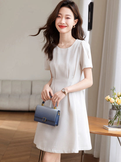 Mohan Yimei Waffle Waist Skirt 2023 Summer New Elegant Fashion Casual Slim Dress for Women