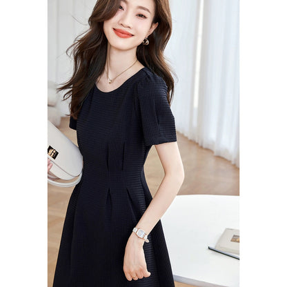 Mohan Yimei Waffle Waist Skirt 2023 Summer New Elegant Fashion Casual Slim Dress for Women