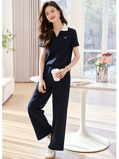 Mohan Yimei Casual Fashion Suit 2024 Summer New Lapel T-shirt + Shorts Two-piece Suit for Women