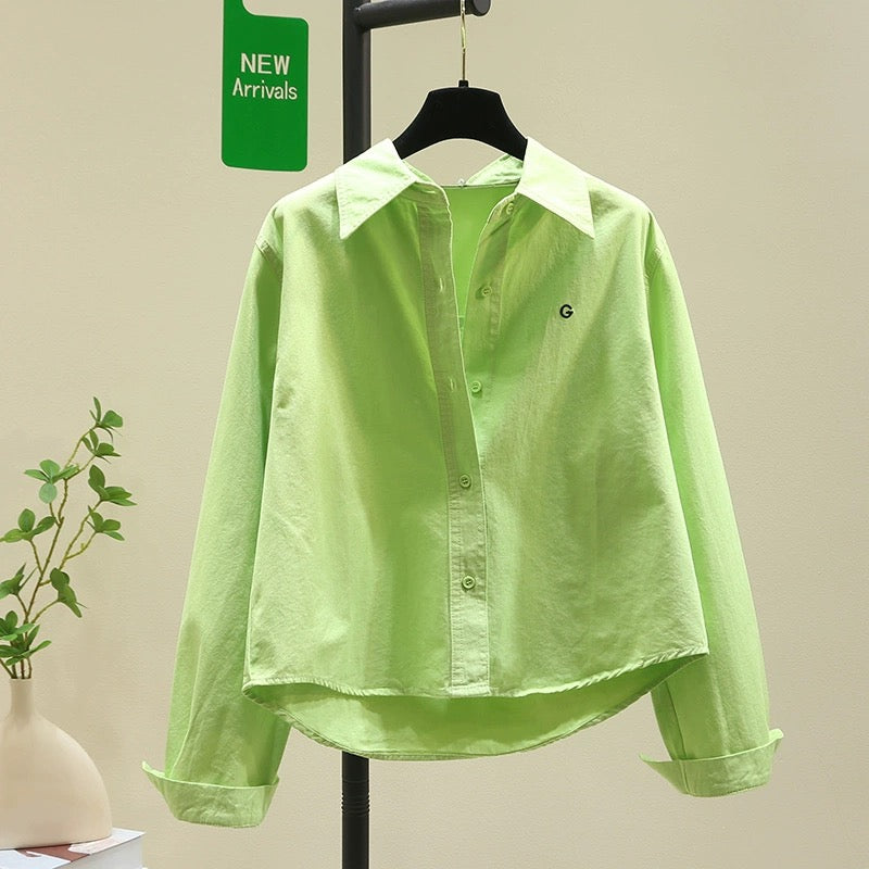 Design niche yellow shirt women's jacket 2024 spring and autumn new Korean style loose casual shirt chic top