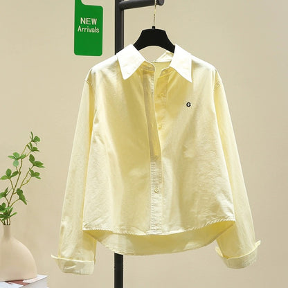 Design niche yellow shirt women's jacket 2024 spring and autumn new Korean style loose casual shirt chic top