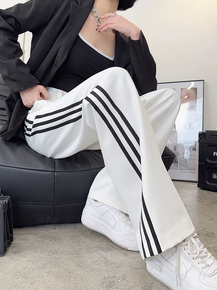 Light fabric tone taller lengthened trousers white loose floor mopping trousers contrast color straight narrow version slimming wide leg trousers women's trousers