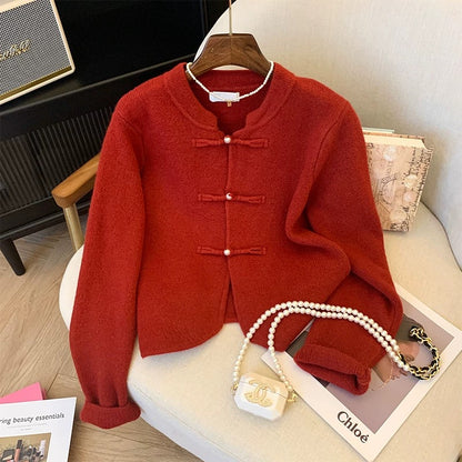 Recommended by Nancy Cici for her own use ~ New Chinese style national style sweater knitted cardigan for women with small fragrant button top