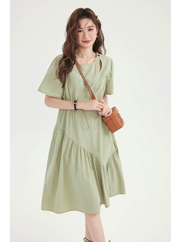 Love Rose Plus Size Women's Dress Summer Fat MM Slim Belly Covering Long 2024 New Loose Green Skirt