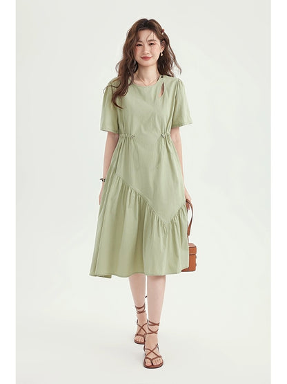 Love Rose Plus Size Women's Dress Summer Fat MM Slim Belly Covering Long 2024 New Loose Green Skirt