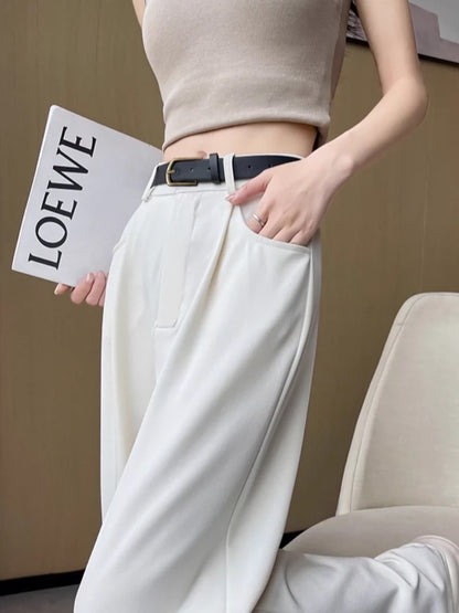 Suit wide-leg pants for women summer 2024 new style small high-waist slim loose casual casual drape straight floor-length mopping pants