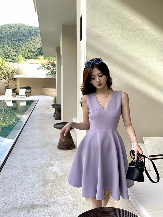 Syeee Minuet V-neck tank top women's summer new sexy and fashionable waist slimming dress