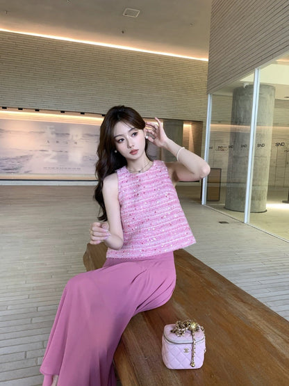 Syeee Wenzui Cherry Xiaoxiang vest and skirt suit women's new summer style slimming two-piece set