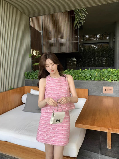 Syeee Wenzui Cherry Xiaoxiang vest and skirt suit women's new summer style slimming two-piece set