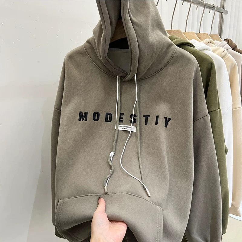 Hooded velvet thickened sweatshirt women's autumn and winter coat 2024 new American retro couple loose long-sleeved top trendy