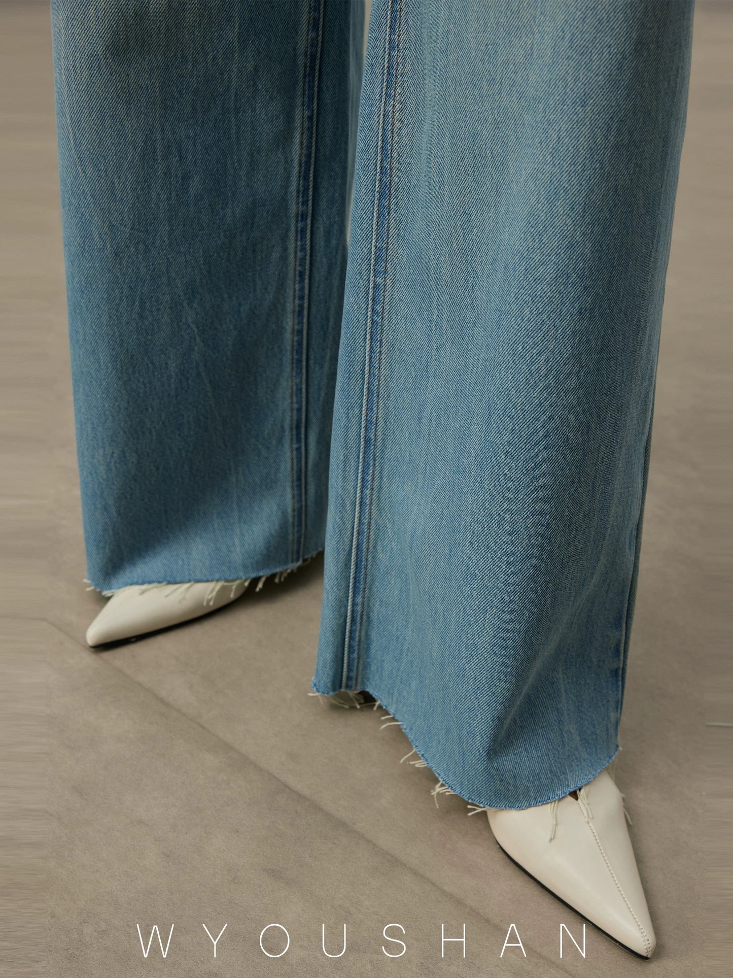 [Wang Youshan] Wide-leg jeans for women, high waist, new autumn and winter straight trousers, slim and loose pants 5206