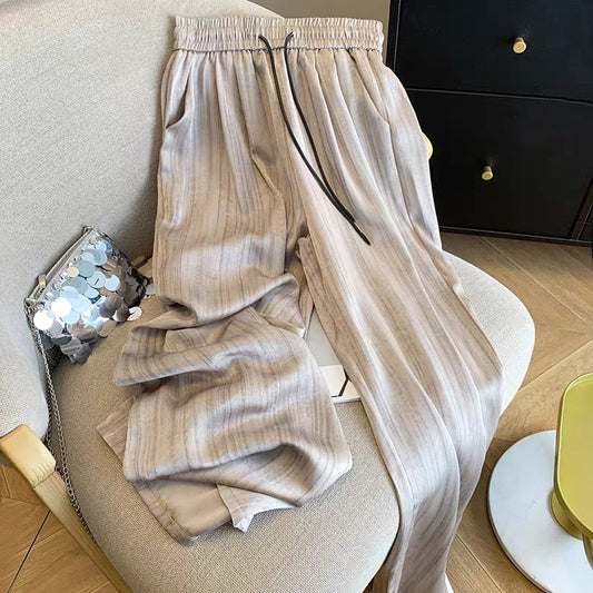 Guangzhou Thirteen Lines Hot Style ~ Dirty Yamamoto Pants, cool ink painting satin wide-leg long pants for women, thin and versatile