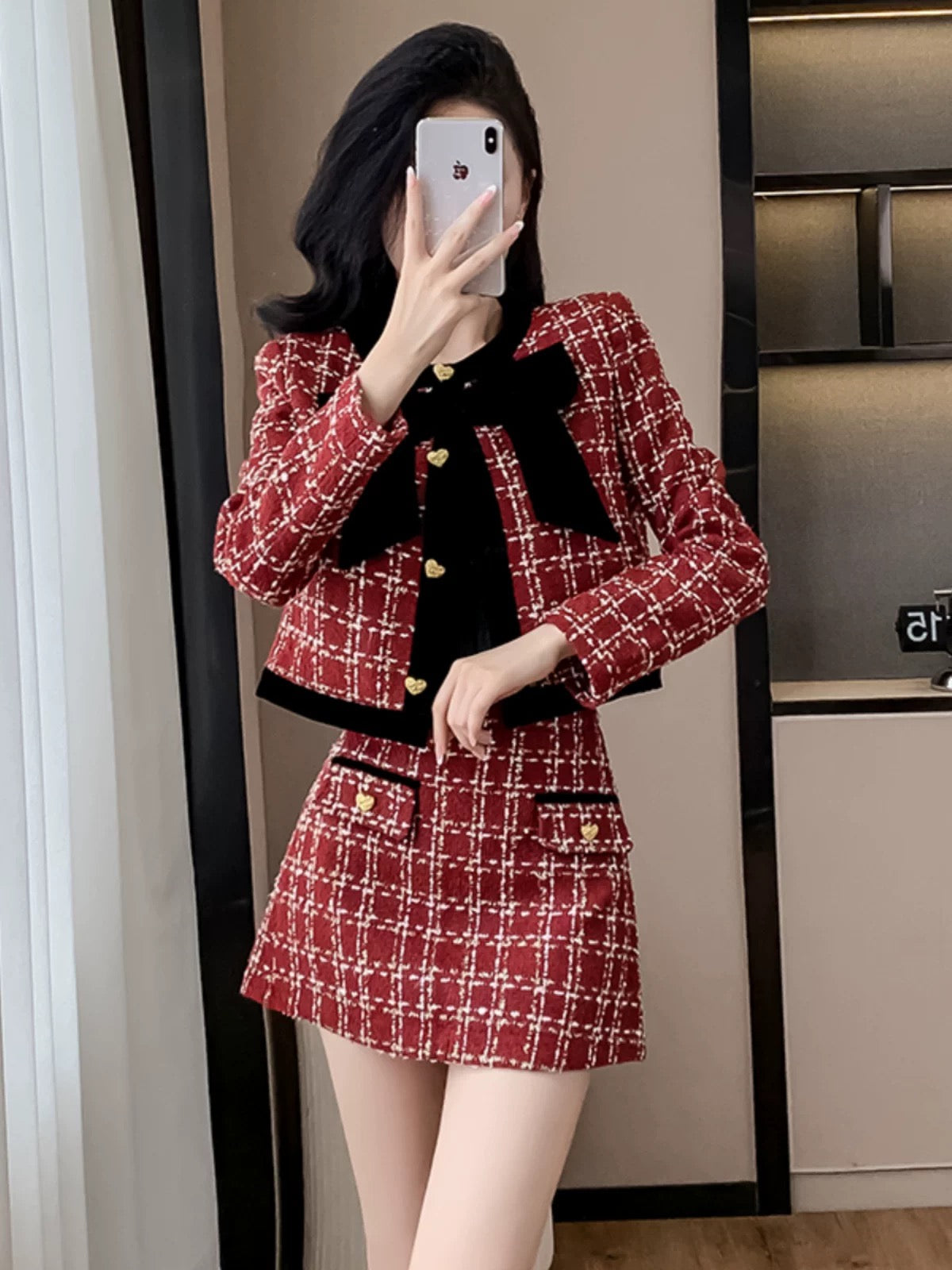 French High-end 2024 Autumn And Winter New High-end Slimming Red Wool 