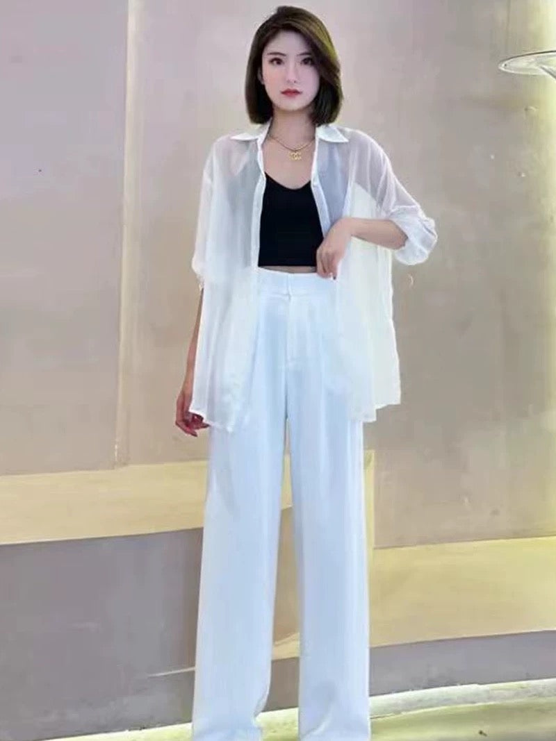 Zeng Xiaoxian Thin Long-sleeved T-shirt Sunscreen Shirt Casual Suit Women's  Summer Style Wear