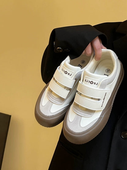 Lin Xiansan Velcro thick-soled sneakers for female students versatile design casual white shoes 2024 new ins