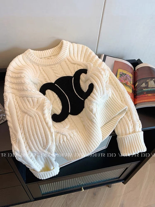 Nanyou’s high-end goods are on clearance and leaked! Xiaoxiangfeng white round neck twist sweater for women autumn Korean style gentle knitted top