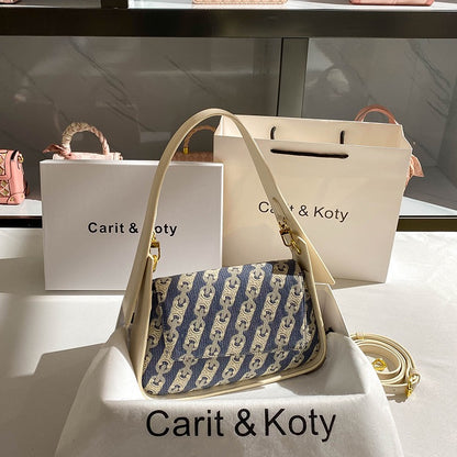 Carit Koty French niche retro denim bag bag 2023 new high-end armpit bag women's single shoulder